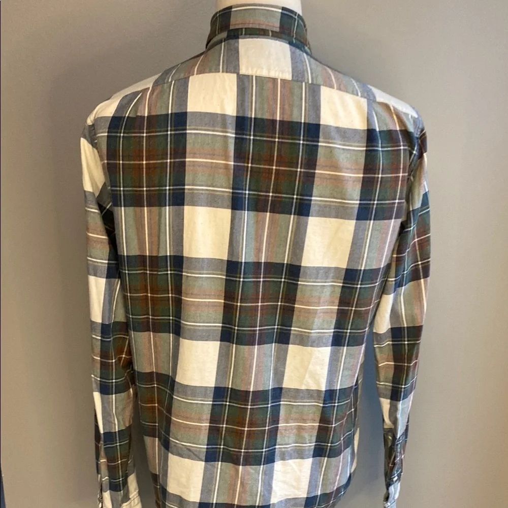 J. Crew Casual Button Down Blue and Brown Shirt